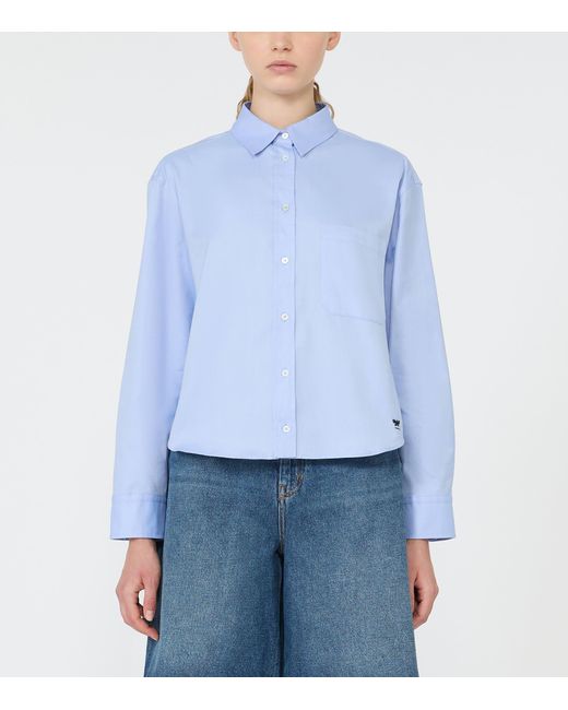 Weekend by Maxmara Blue Cotton Cropped Shirt