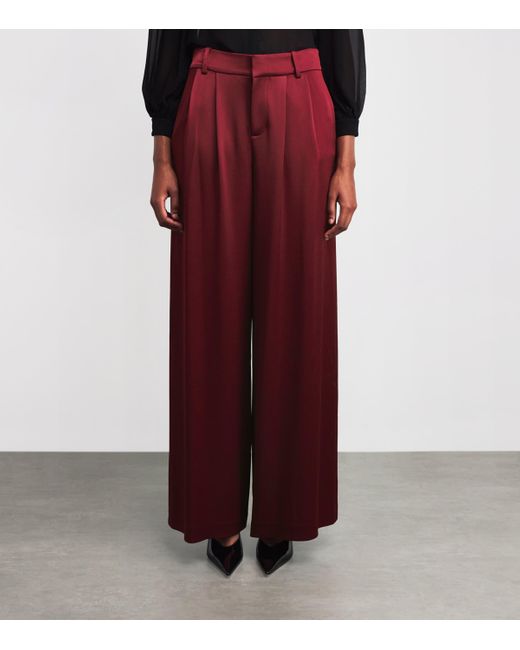 Alice + Olivia Red Satin Kennedy Wide-Leg Trousers