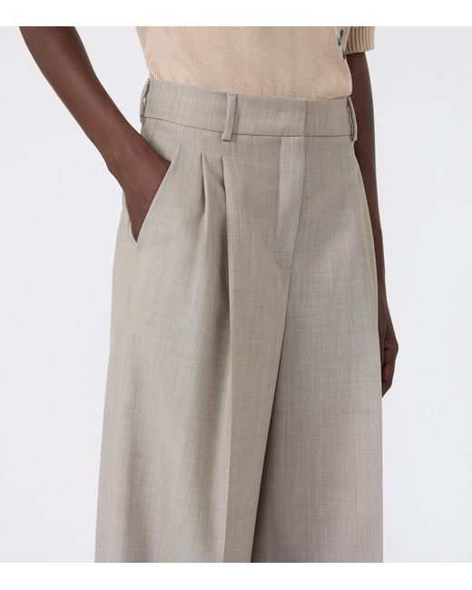 Weekend by Maxmara Gray Virgin Wool Wide-Leg Trousers