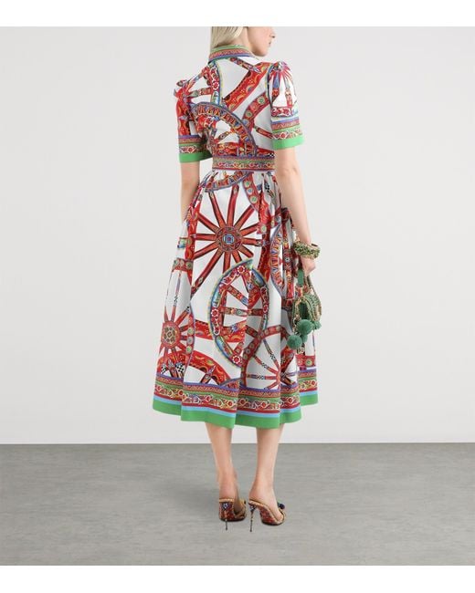 Dolce & Gabbana Red Silk Carretto Shirt Dress