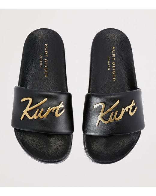Kurt Geiger Black Meena Logo Slides