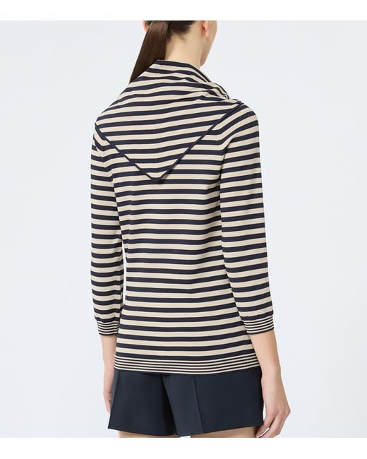 Max Mara Gray Scarf-Detail Stripe T-Shirt
