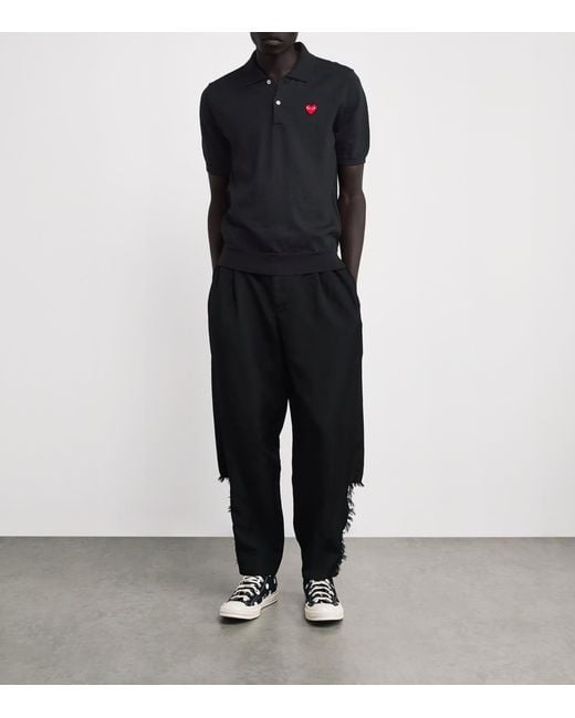 COMME DES GARÇONS PLAY Black Wool Heart Logo Polo Shirt for men
