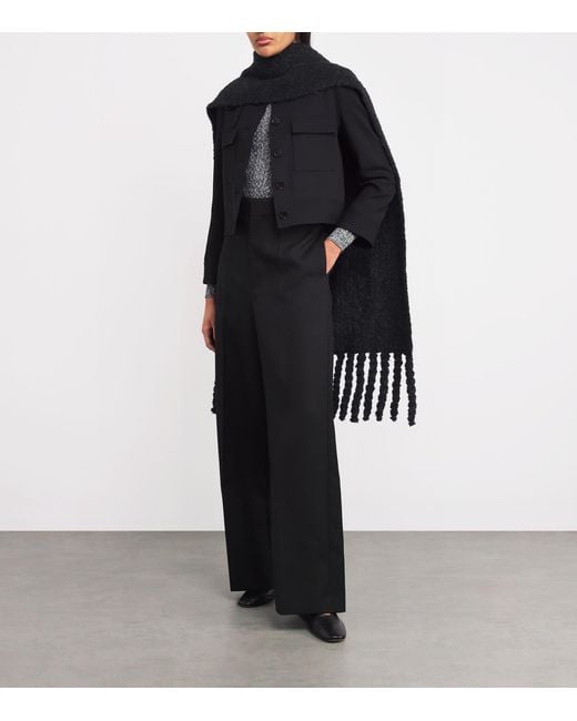 Joseph Black Bouclé Knit Scarf