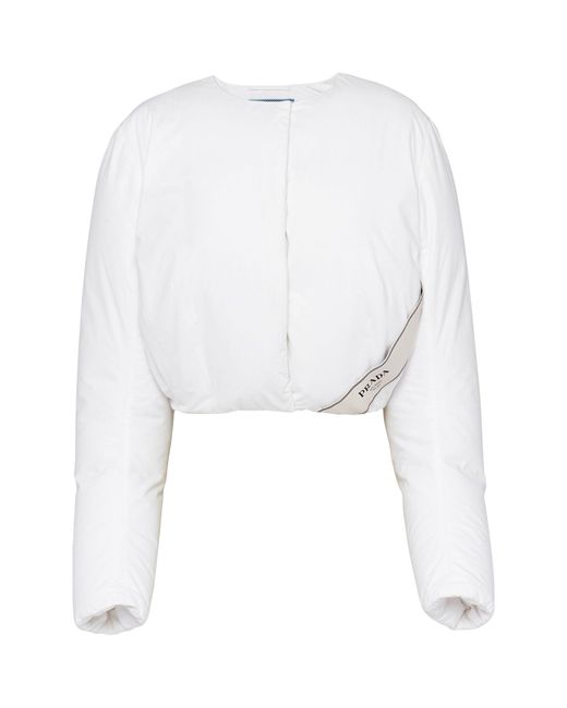 Prada White Cotton Cropped Down Jacket