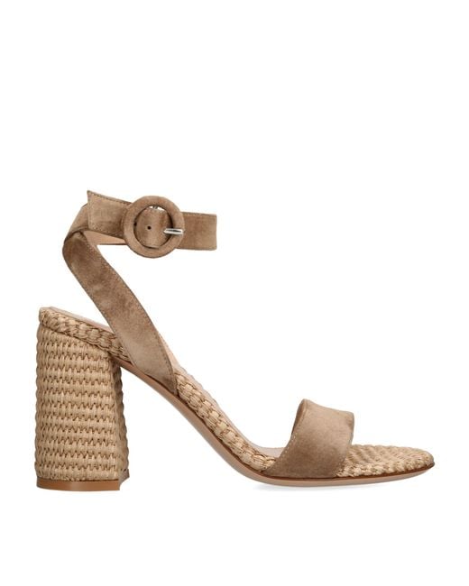 Gianvito Rossi Metallic Suede Luana Heeled Sandals 85