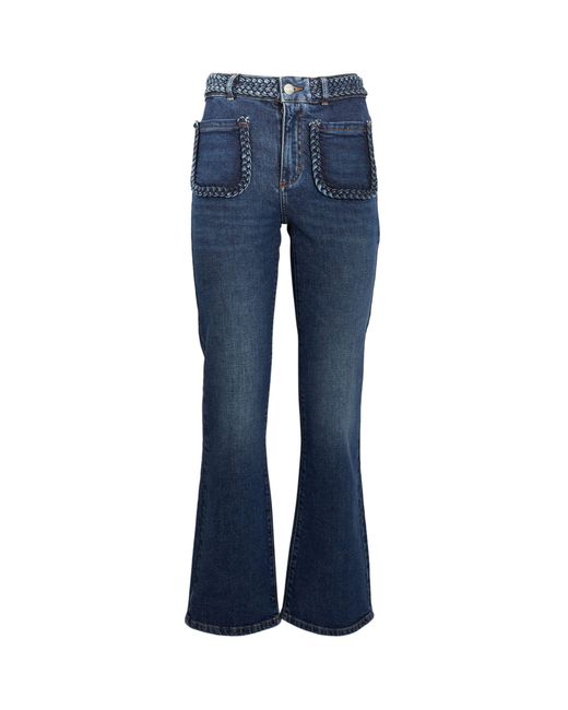 Maje Blue Braid-detail Flared Jeans