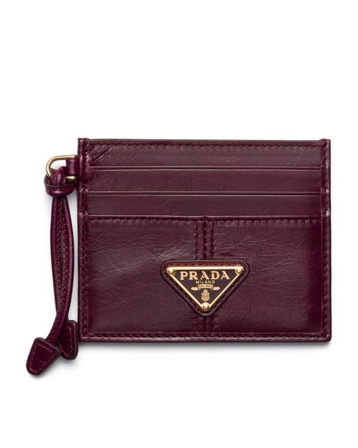 Prada Purple Leather Logo Card Holder