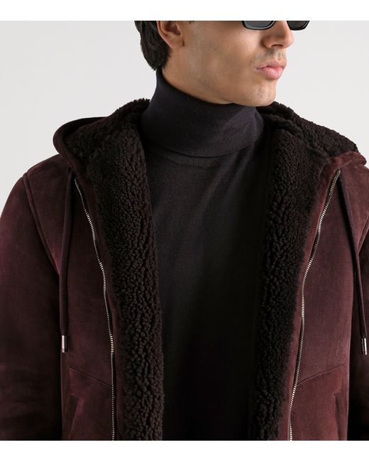 Dolce & Gabbana Brown Suede Fleece Hooded Jacket for men