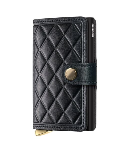 Secrid Black Leather Diamond-Embossed Miniwallet for men