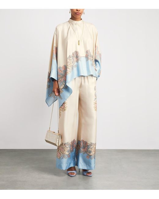 LaDoubleJ White Silk Wide-Leg Palazzo Trousers