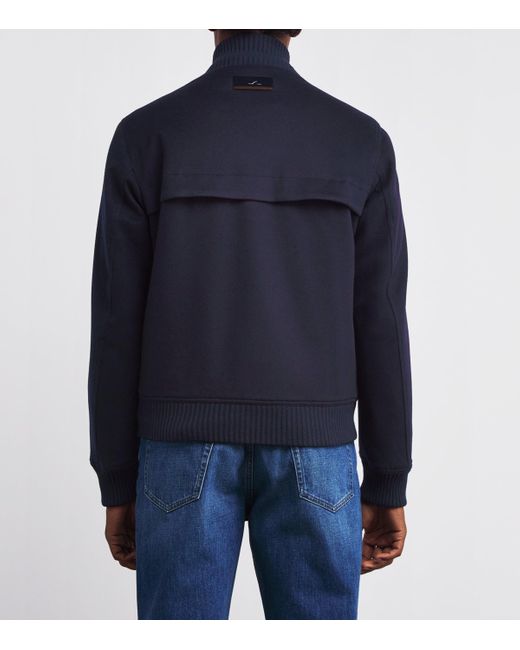 Paul & Shark Blue Cashmere Felt Bomber Jacket for men