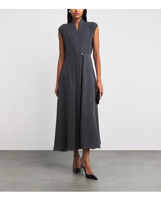 Edeline Lee Black Georgette Silla Midi Dress