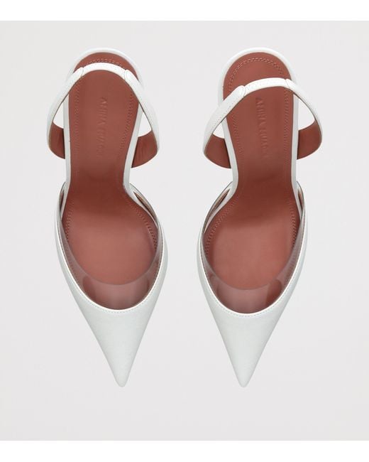 AMINA MUADDI White Leather Lara Slingback Heels 95