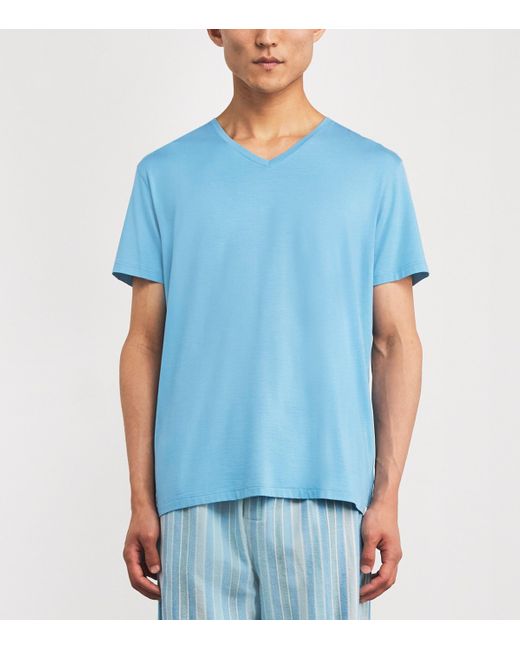 Derek Rose Blue Brushed Cotton Pyjama Trousers for men