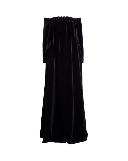 Max Mara Black Velvet Off-The-Shoulder Gown