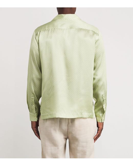 Frescobol Carioca Green Silk Copa Print Safra Shirt for men