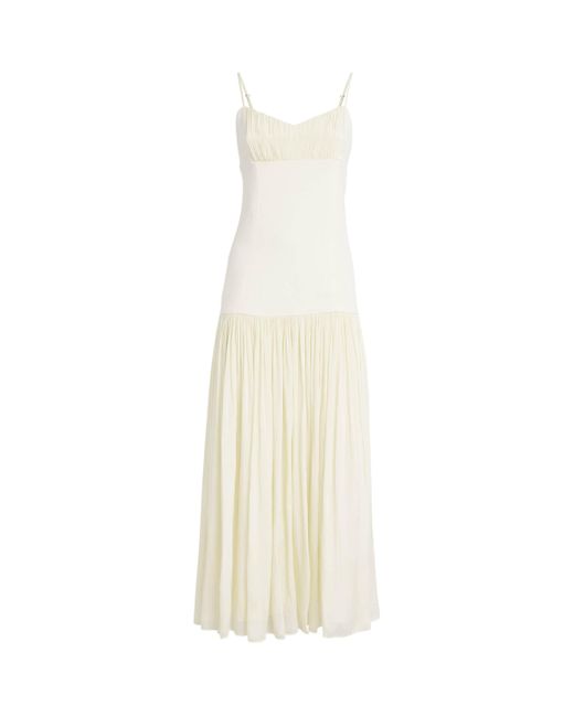 Sandro White Linen-Blend Maxi Dress