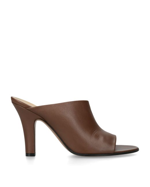 The Row Brown Signum Leather Heeled Mules