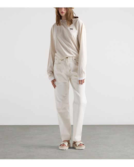 Prada White Old Denim Straight Jeans