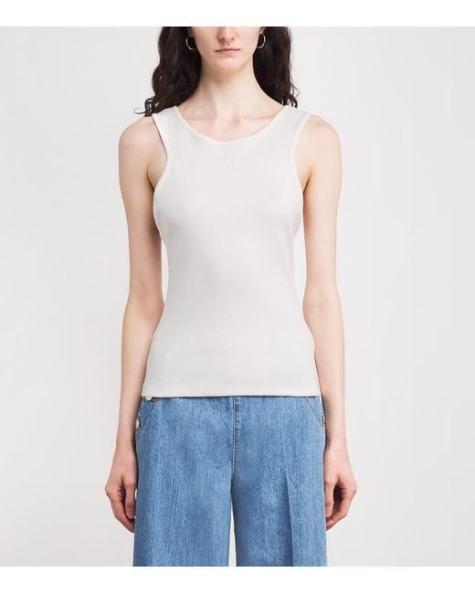 Claudie Pierlot White Stretch-Cotton Logo Tank Top