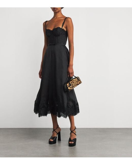 Zimmermann Black Linen-Silk Hypnotic Midi Dress
