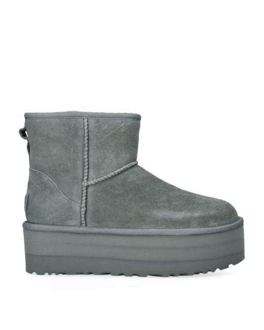 Ugg Gray Suede Classic Mini Platform Boots