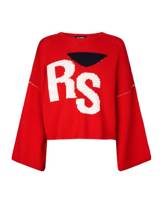 Raf Simons Red Wool Knitted Sweater for men