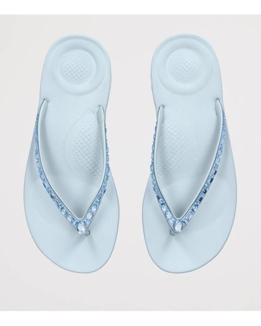 Fitflop Blue Iqushion Sparkle Flip Flops