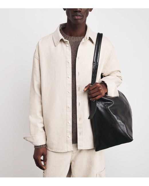 Lemaire Black Calfskin Belted Tote Bag