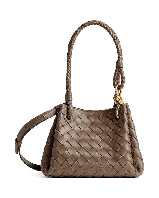 Bottega Veneta Brown Small Leather Parachute Shoulder Bag