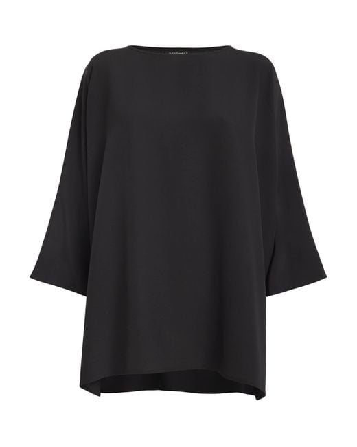 Eskandar Black Silk Boat-Neck Top