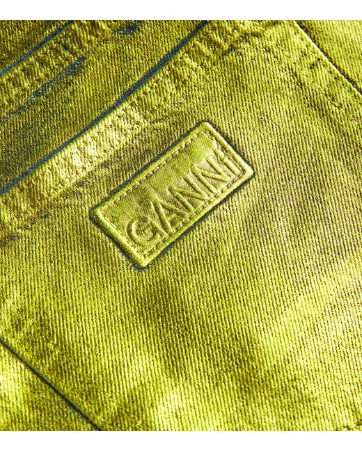 Ganni Green Foil-coated Jeans