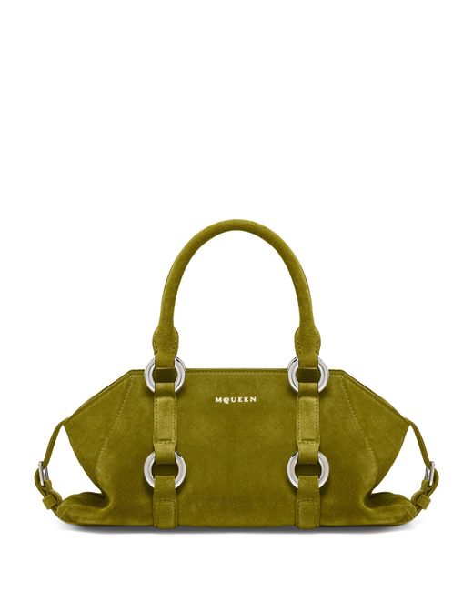 McQueen Green Small Suede Farringdon Top-Handle Bag