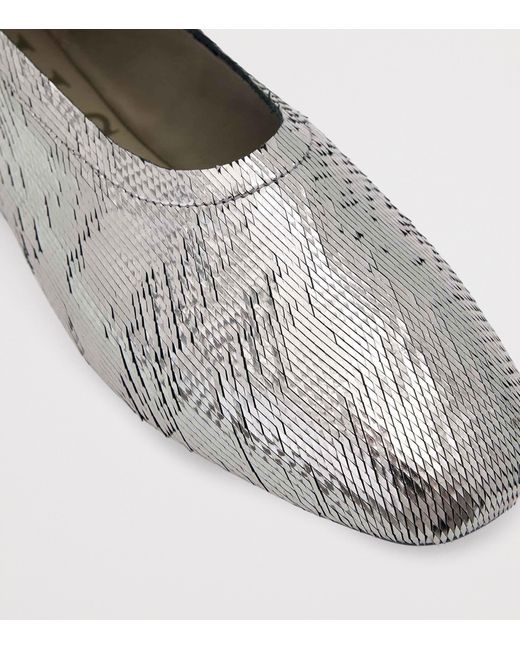 AllSaints White Metallic Leather Hailee Ballet Flats
