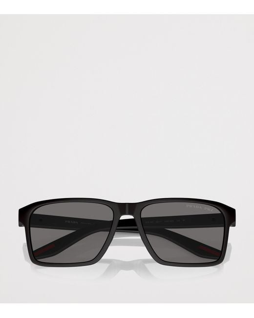 Prada Linea Rossa Black Rectangle Sunglasses for men