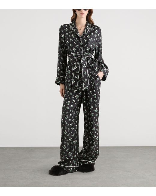Dolce & Gabbana Black Silk Floral Pyjama Trousers