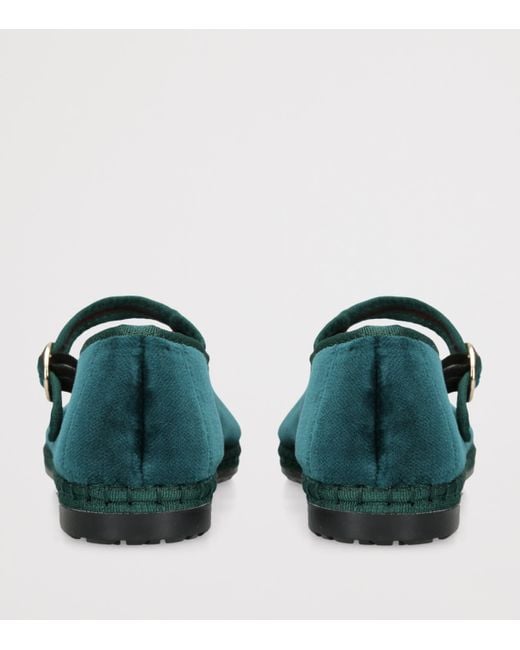 Flabelus Green Velvet Leonor Mary Janes