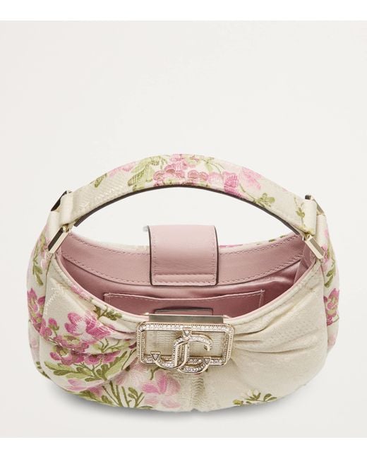 Jimmy Choo Mini Floral Edie Hobo Shoulder Bag in Metallic | Lyst Jimmy Choo Mini Floral Edie Hobo Shoulder Bag in Metallic | Lyst