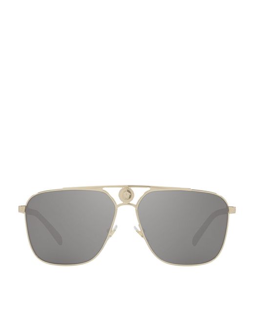 Versace Gray Medusa Pilot Sunglasses for men