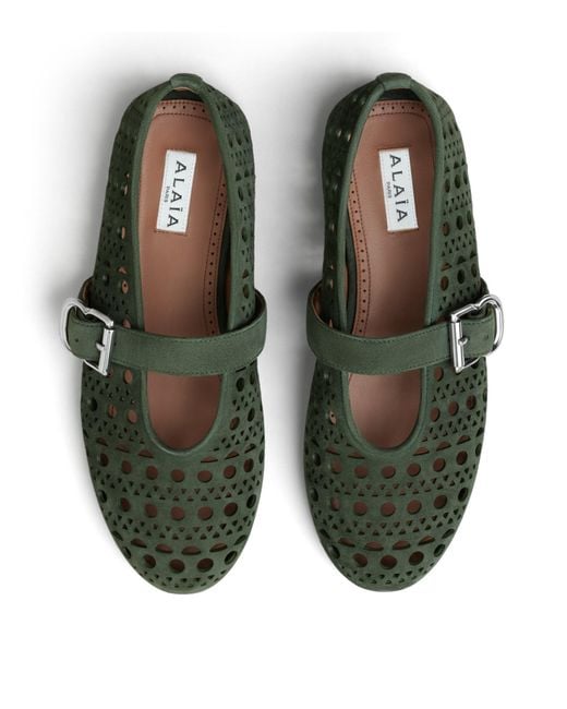 Alaïa Green Suede Vienne Ballet Flats