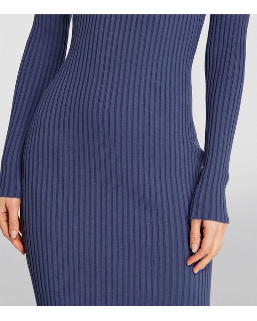 Wolford Blue Wool-cotton Ribbed Dress