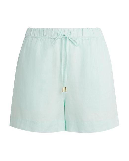 Heidi Klein Blue Linen Drawstring Corfu Shorts