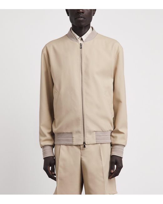 Isaia Natural Cotton-Silk Bomber Jacket for men