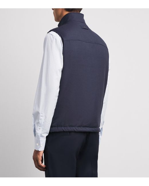 Paul & Shark Blue Virgin Wool Reversible Gilet for men