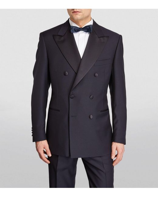 Canali Blue Wool Double-breasted Tuxedo for men