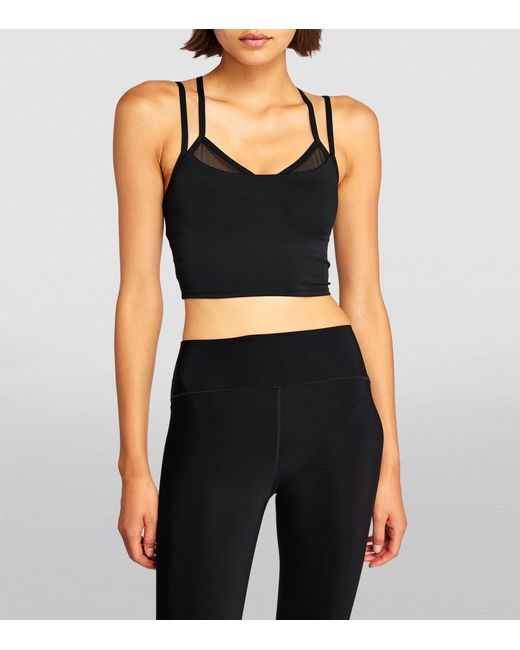 ALO YOGA Airlift Double Check cropped layered stretch and mesh