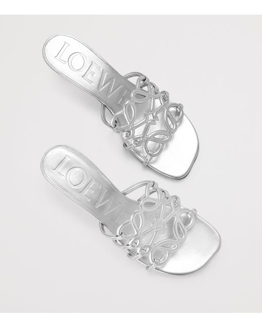 Loewe White X Paula's Ibiza Leather Petal Anagram Heeled Mules 45