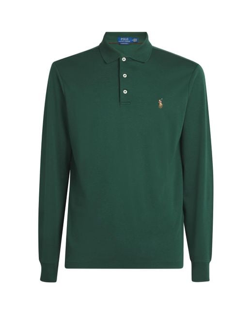 Polo Ralph Lauren Green Cotton Long-Sleeve Polo Shirt for men