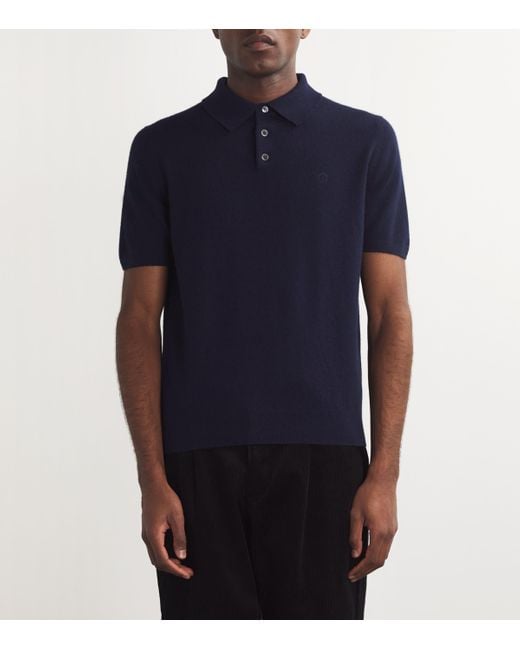 Harrods Blue Cashmere Polo Shirt for men